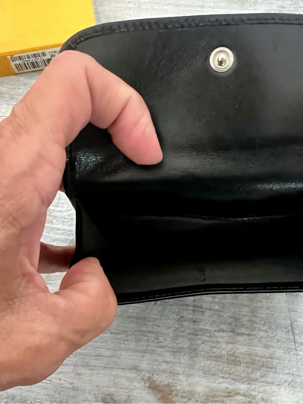 Vintage FENDI Black Leather Bifold Wallet with Silver-Tone Logo — Original Box
